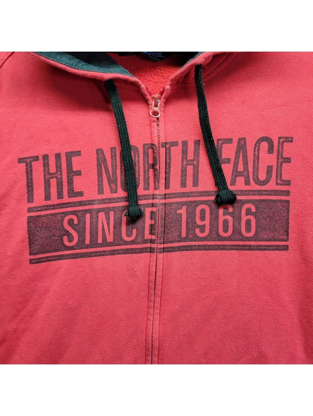 The North Face Full-Zip Red spellout Hoodie Sz L
